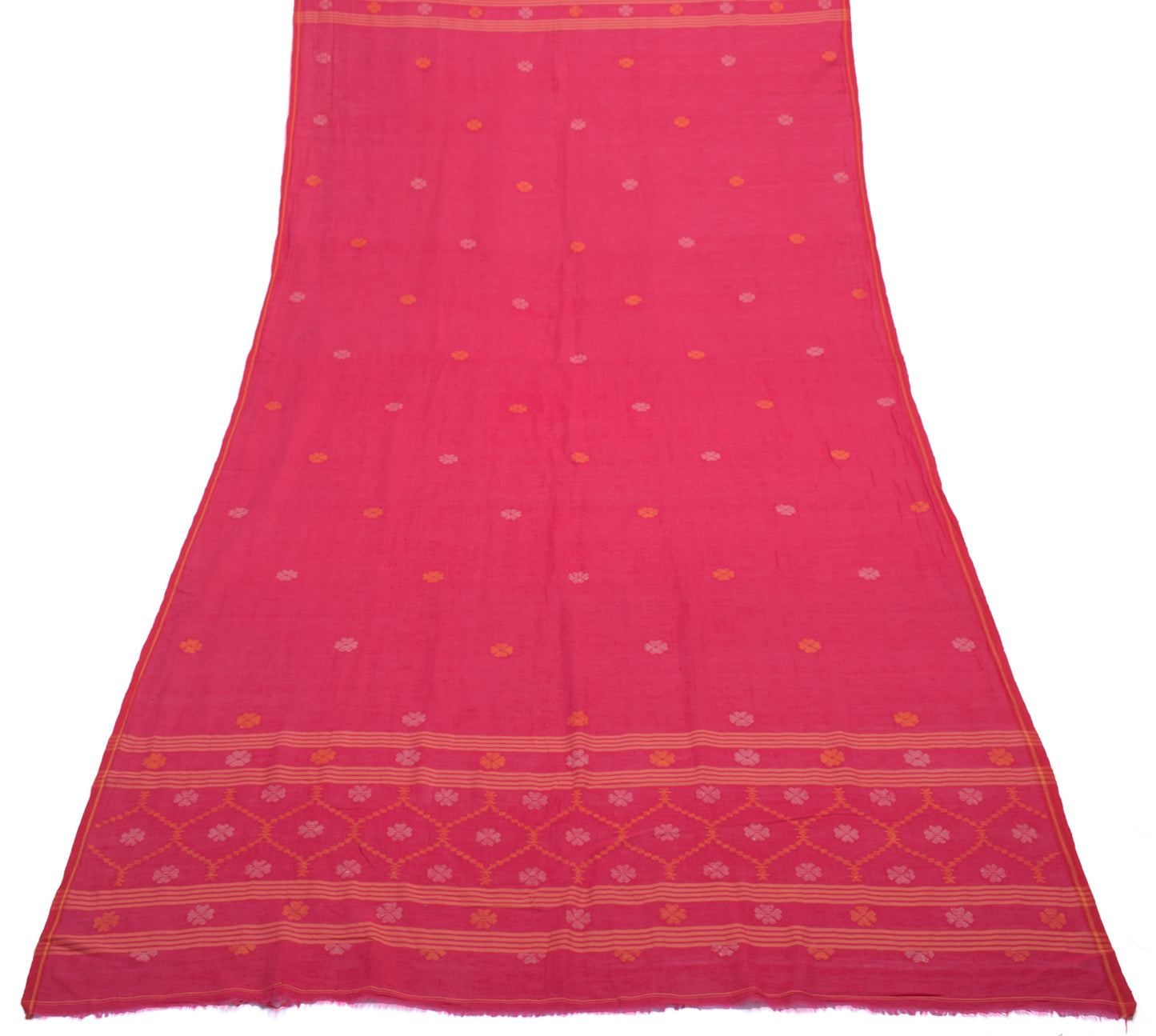 Sushila Vintage Red Indian Dupatta 100% Pure Cotton Woven Floral Long Stole Wrap