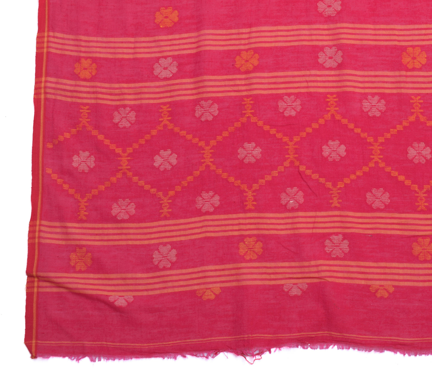 Sushila Vintage Red Indian Dupatta 100% Pure Cotton Woven Floral Long Stole Wrap
