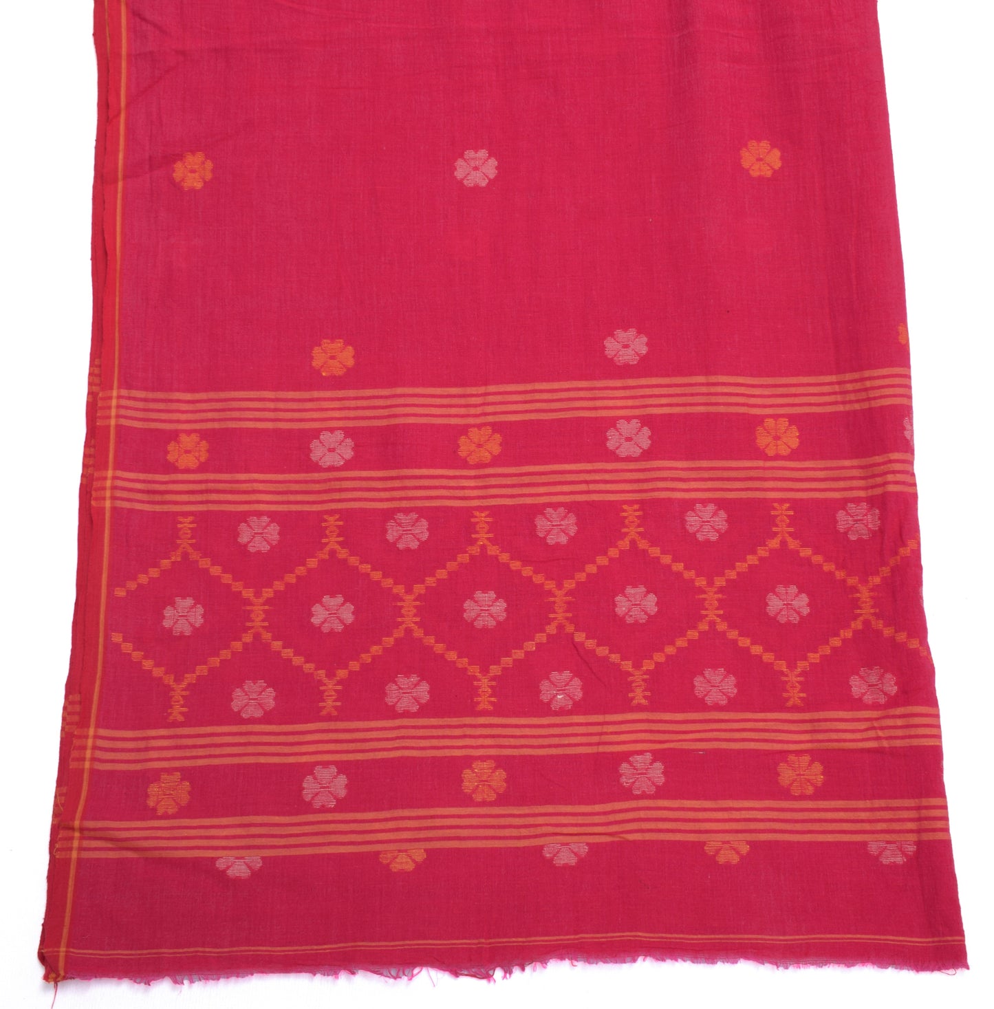 Sushila Vintage Red Indian Dupatta 100% Pure Cotton Woven Floral Long Stole Wrap