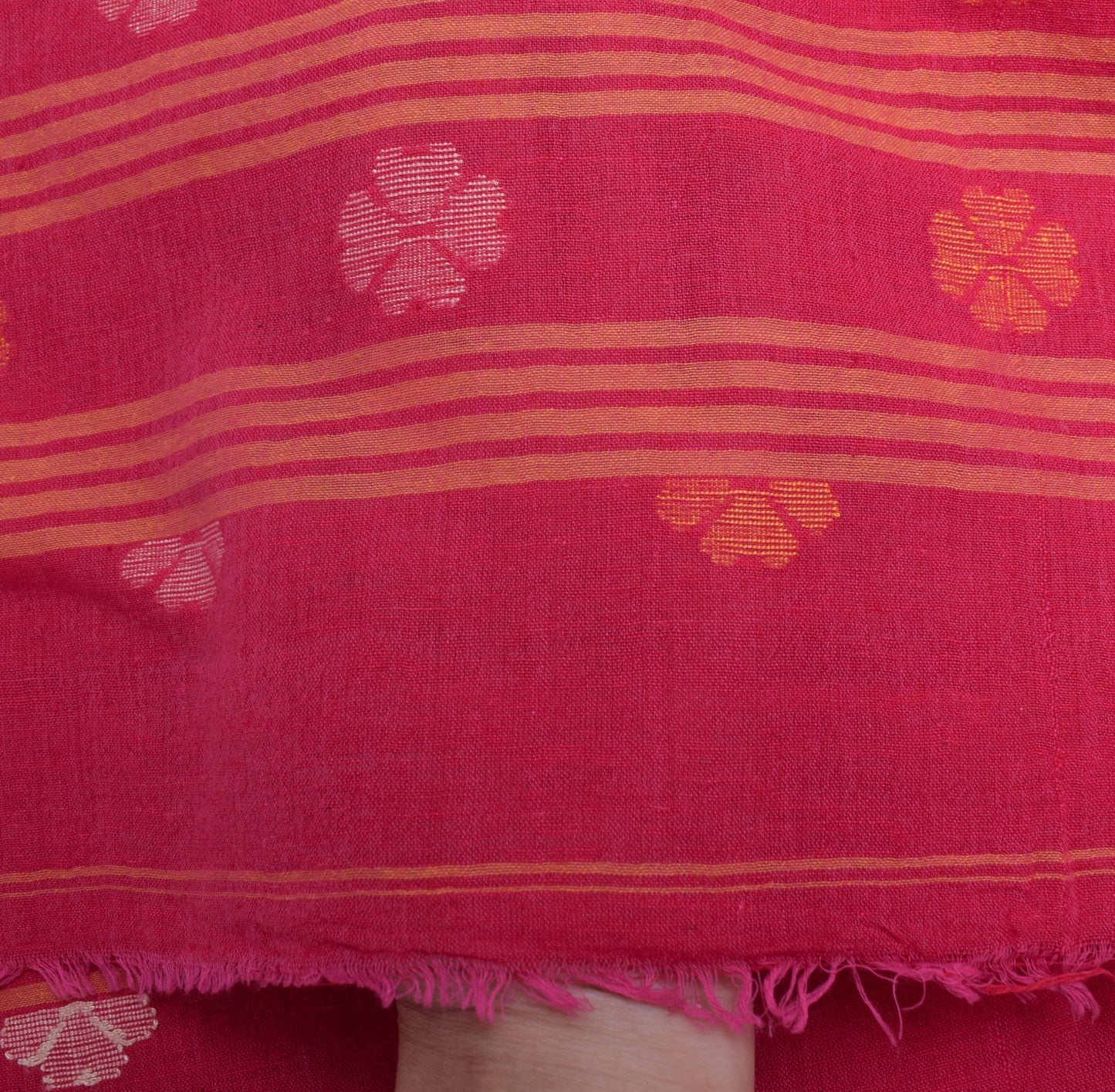 Sushila Vintage Red Indian Dupatta 100% Pure Cotton Woven Floral Long Stole Wrap