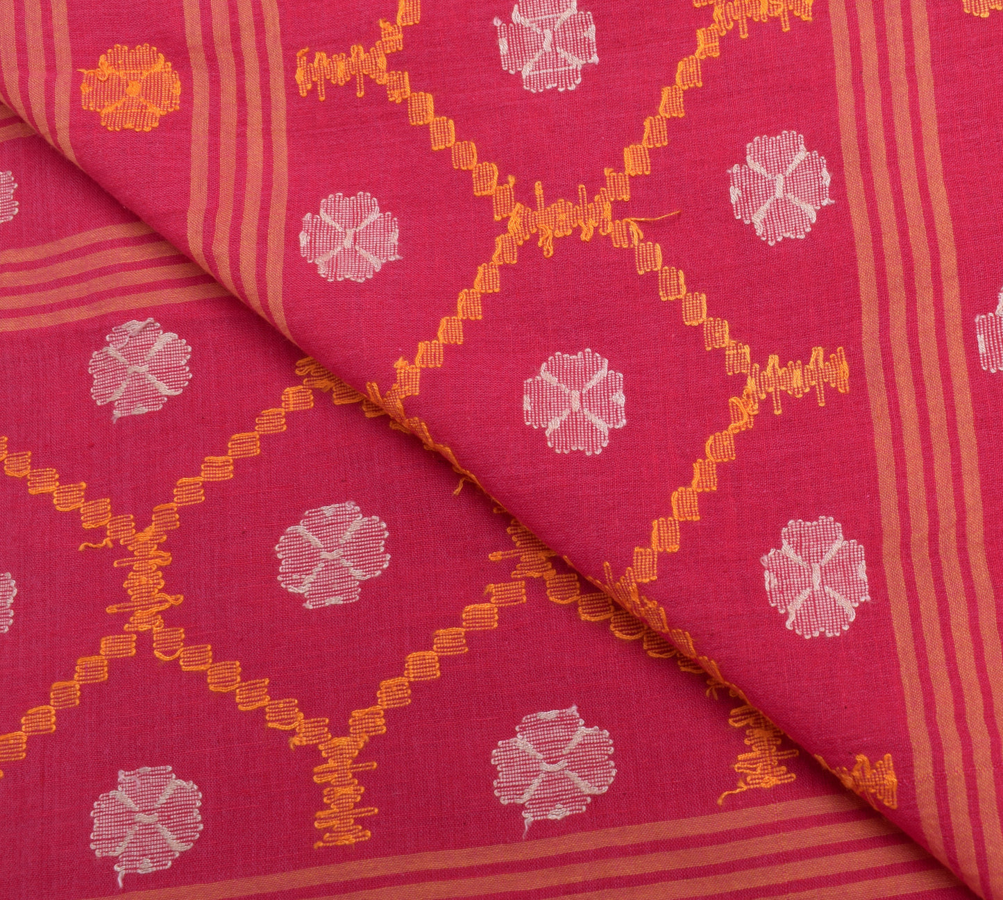 Sushila Vintage Red Indian Dupatta 100% Pure Cotton Woven Floral Long Stole Wrap
