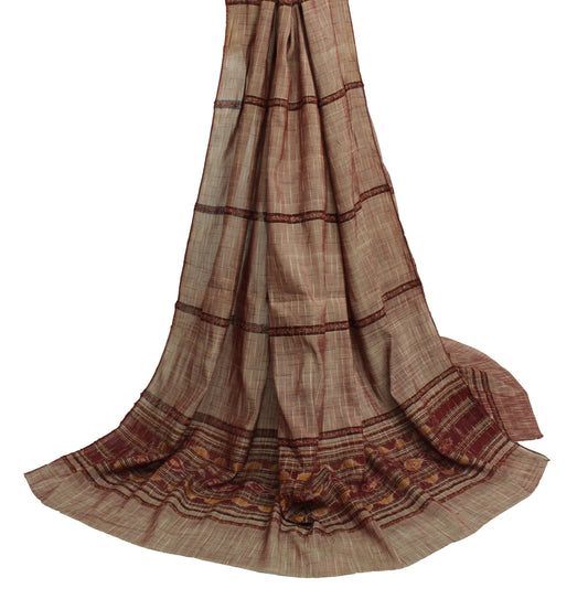 Sushila Vintage Indian Dupatta 100% Pure Cotton Silk Woven Long Stole Scarves