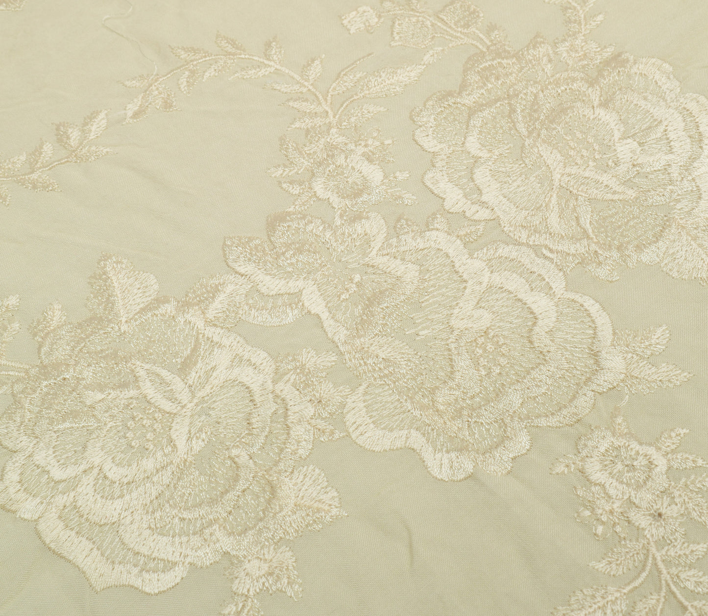 Sushila Vintage Cream Dupatta 100% Pure Cotton Embroidered Floral Long Stole