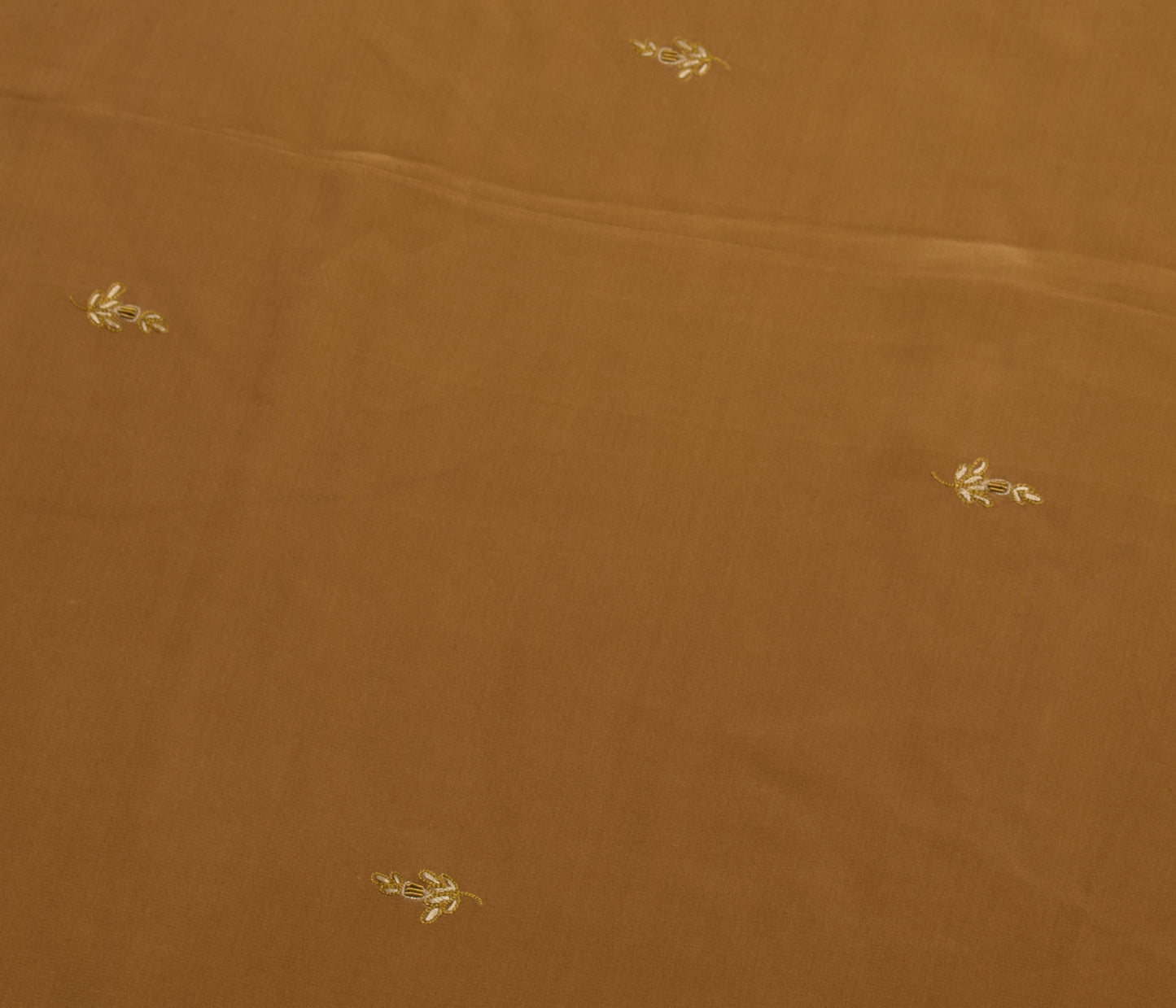 Sushila Vintage Brown Dupatta 100% Pure Crepe Silk Hand Beaded Floral Long Stole