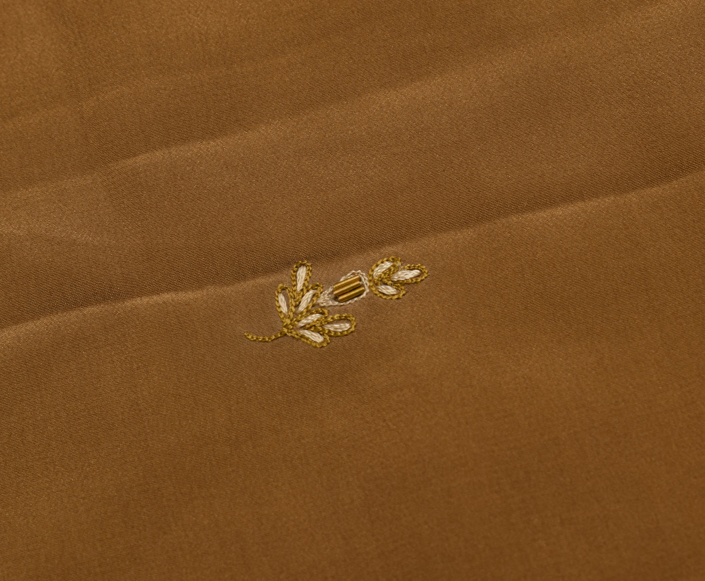 Sushila Vintage Brown Dupatta 100% Pure Crepe Silk Hand Beaded Floral Long Stole