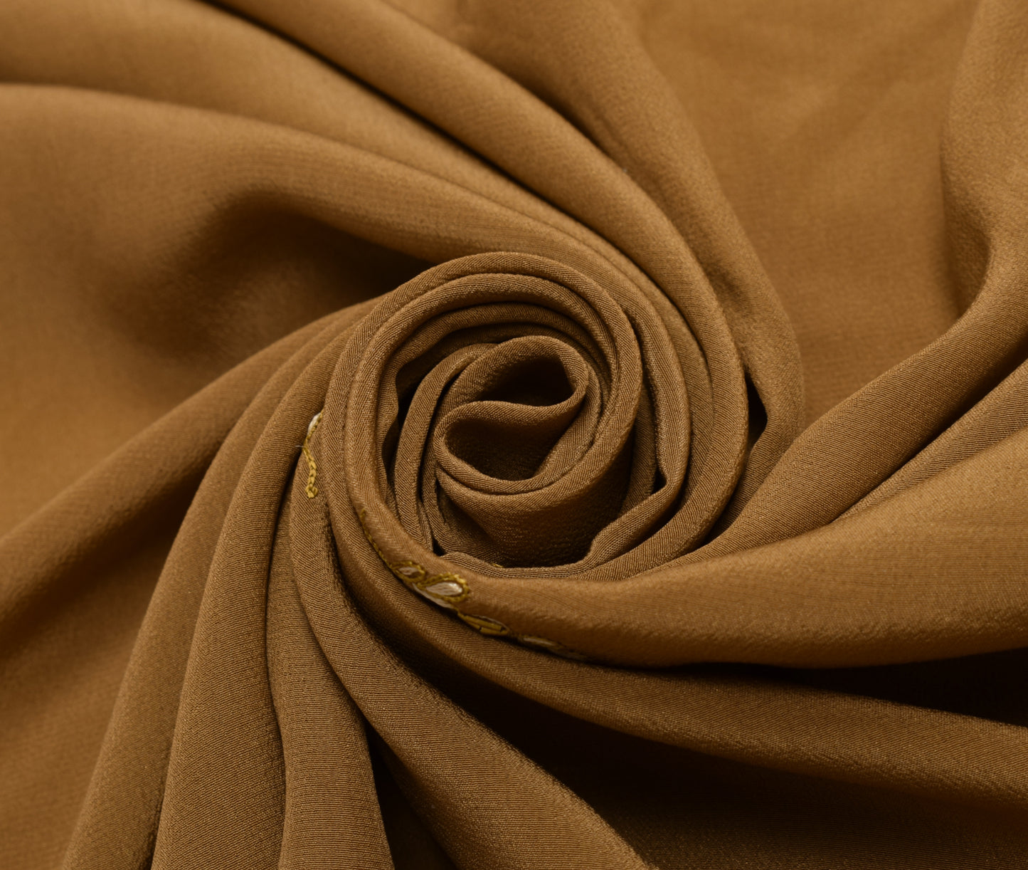 Sushila Vintage Brown Dupatta 100% Pure Crepe Silk Hand Beaded Floral Long Stole