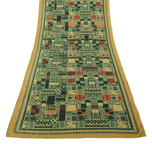 Sushila Vintage Green Indian Dupatta Velvet Printed Floral Long Stole Scarves
