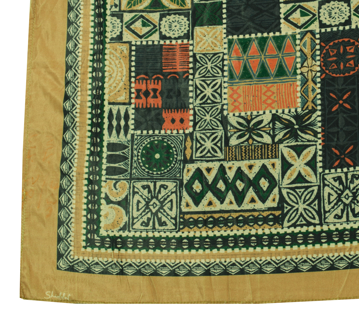 Sushila Vintage Green Indian Dupatta Velvet Printed Floral Long Stole Scarves
