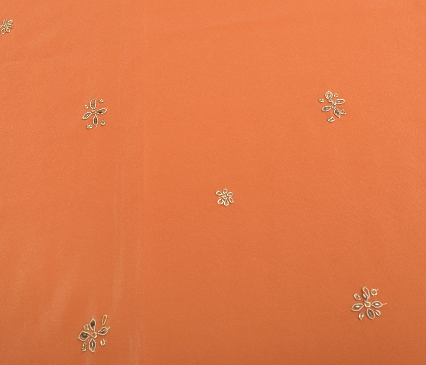 Sushila Vintage Dark Peach Dupatta Bend Crepe Silk hand Beaded Floral Long Stole