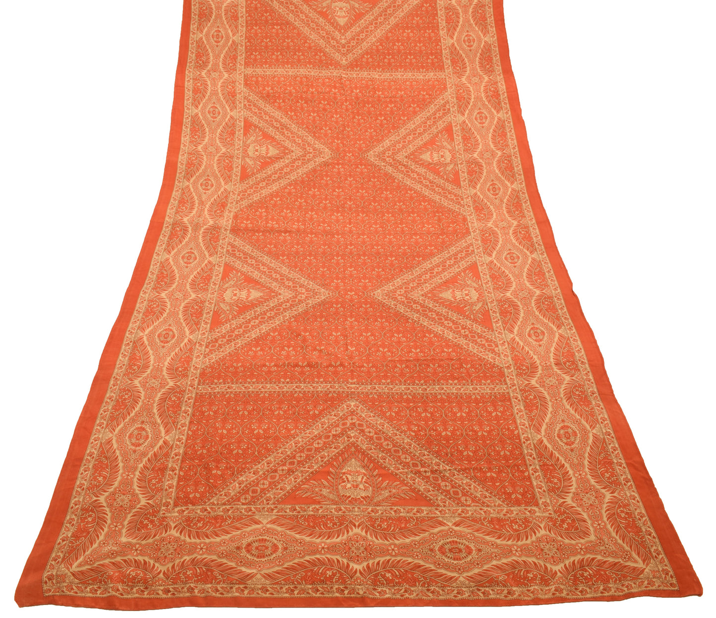 Sushila Vintage Indian Dupatta 100% Pure Crepe Silk Printed Floral Long Stole