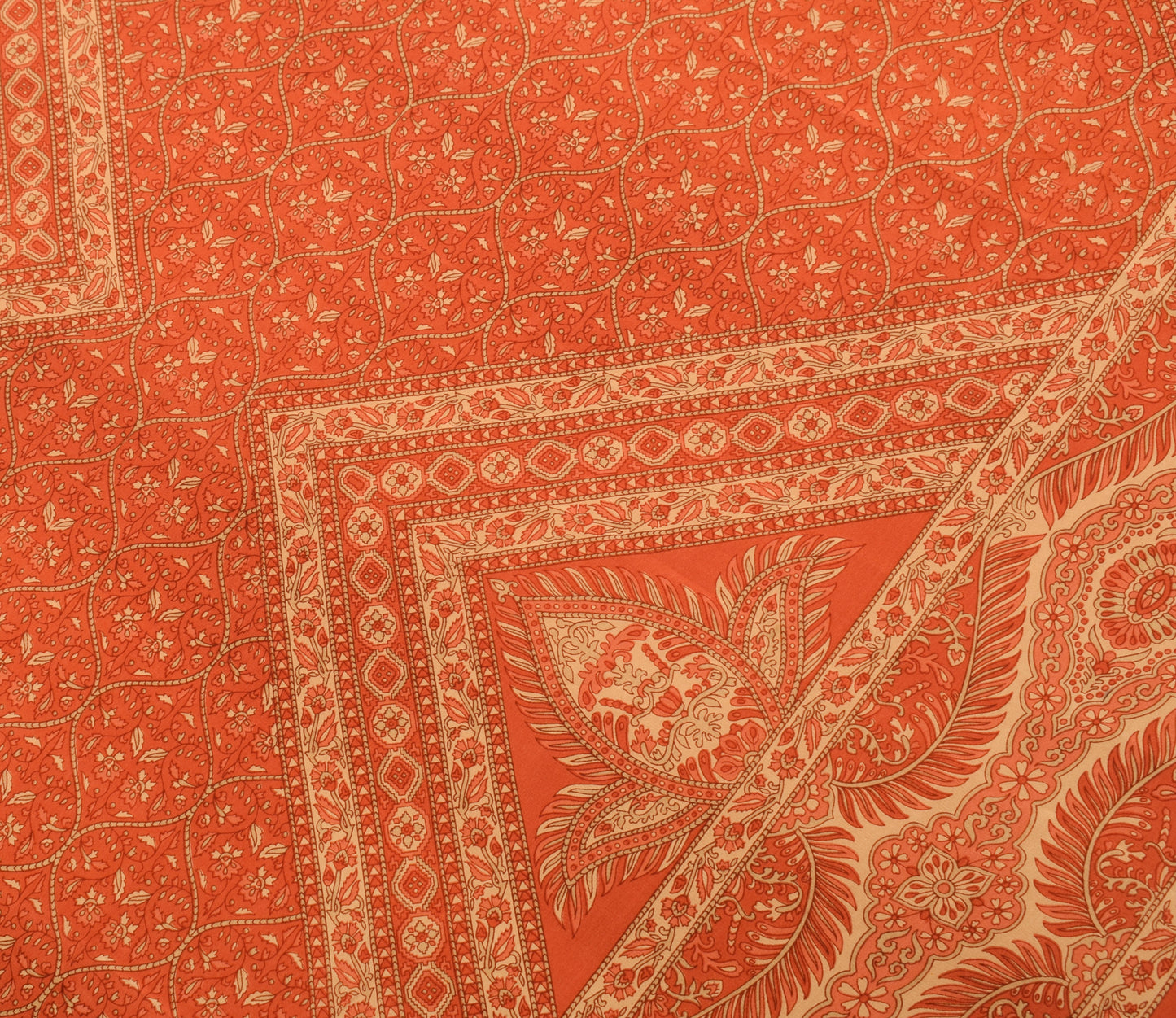 Sushila Vintage Indian Dupatta 100% Pure Crepe Silk Printed Floral Long Stole