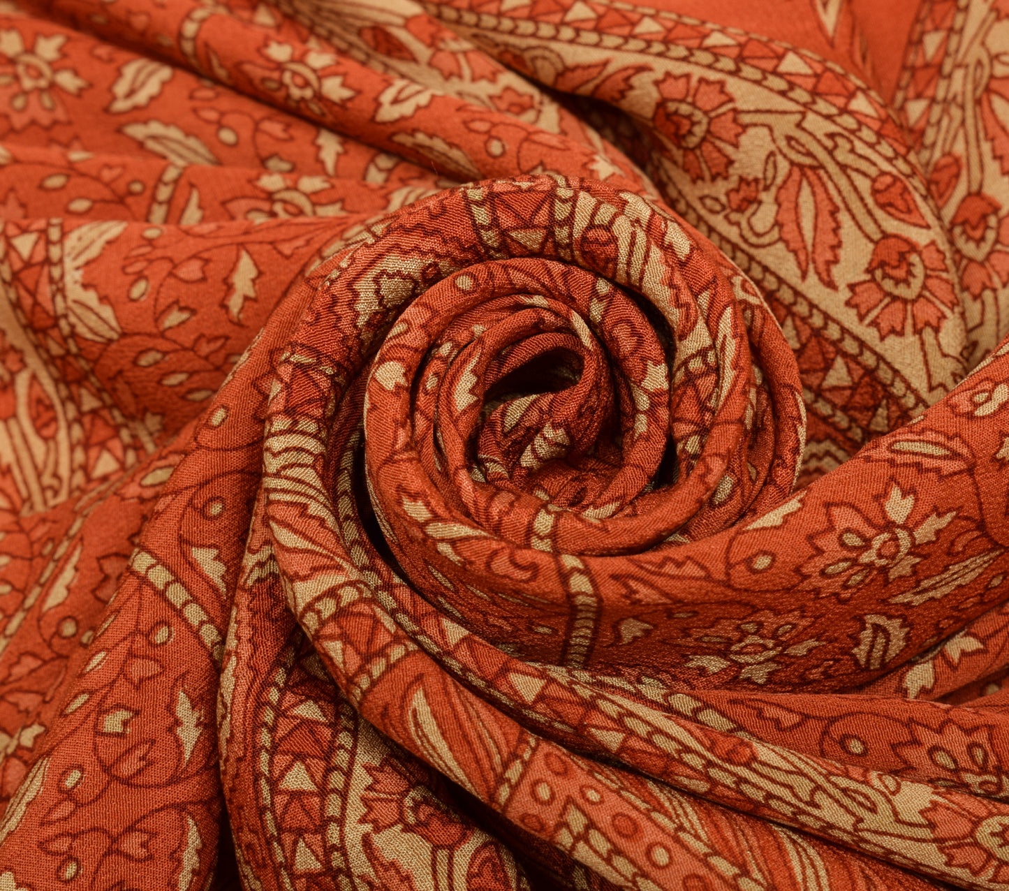 Sushila Vintage Indian Dupatta 100% Pure Crepe Silk Printed Floral Long Stole