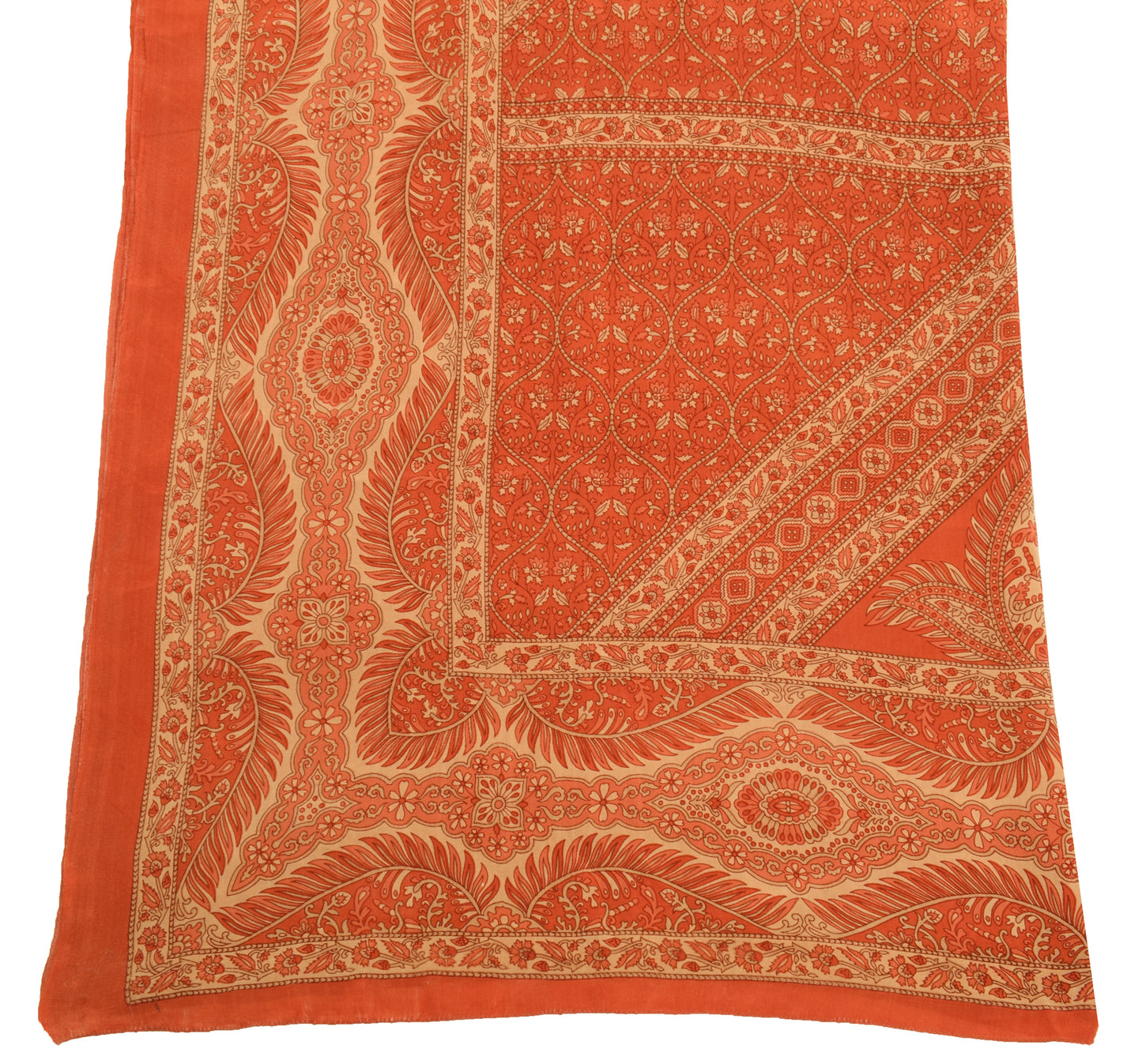 Sushila Vintage Indian Dupatta 100% Pure Crepe Silk Printed Floral Long Stole