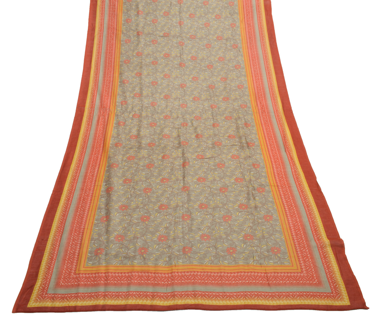 Sushila Vintage Dupatta 100% Pure Cotton Silk Printed Floral Long Stole Hijab