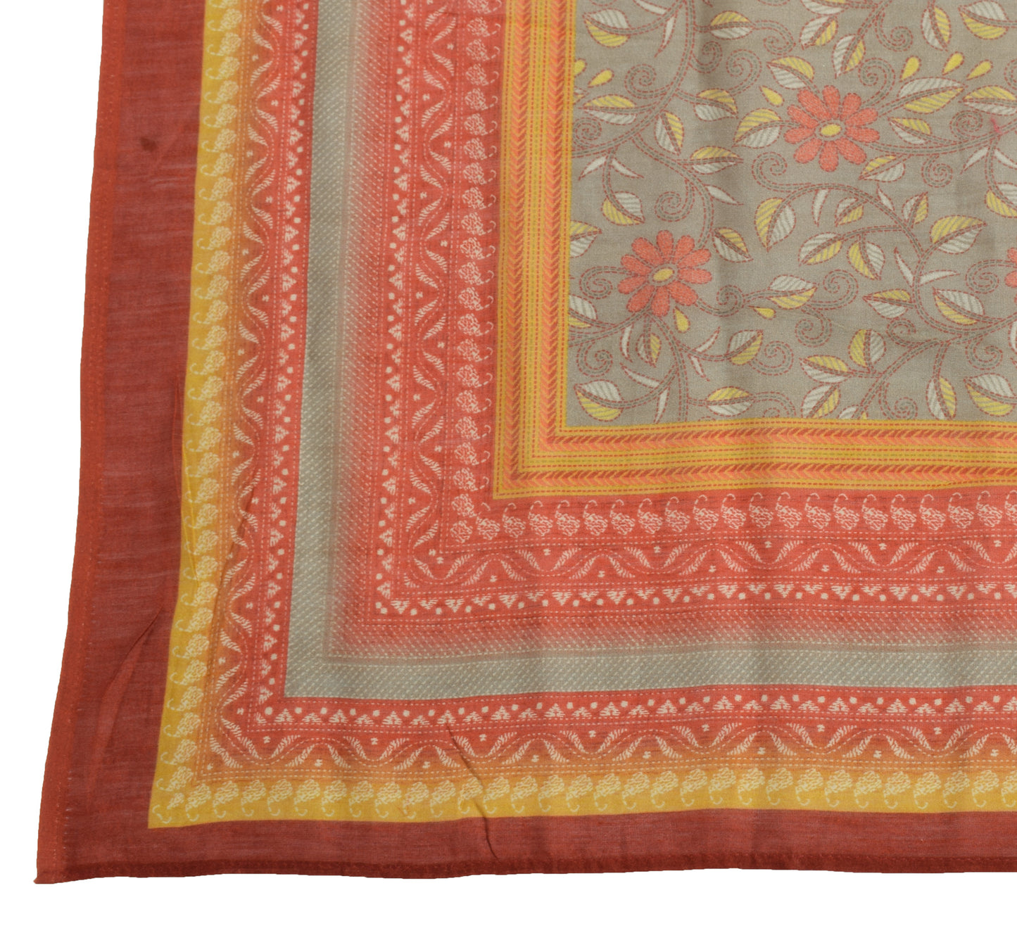 Sushila Vintage Dupatta 100% Pure Cotton Silk Printed Floral Long Stole Hijab