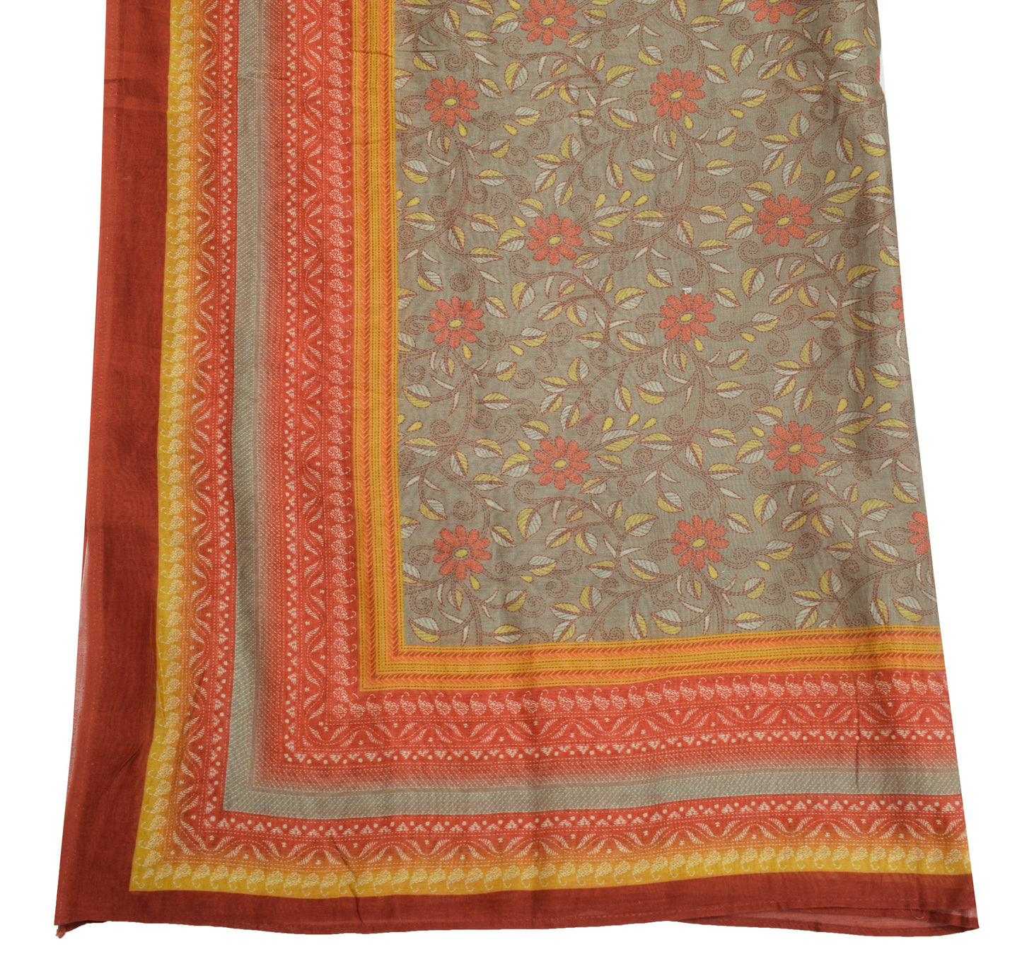 Sushila Vintage Dupatta 100% Pure Cotton Silk Printed Floral Long Stole Hijab
