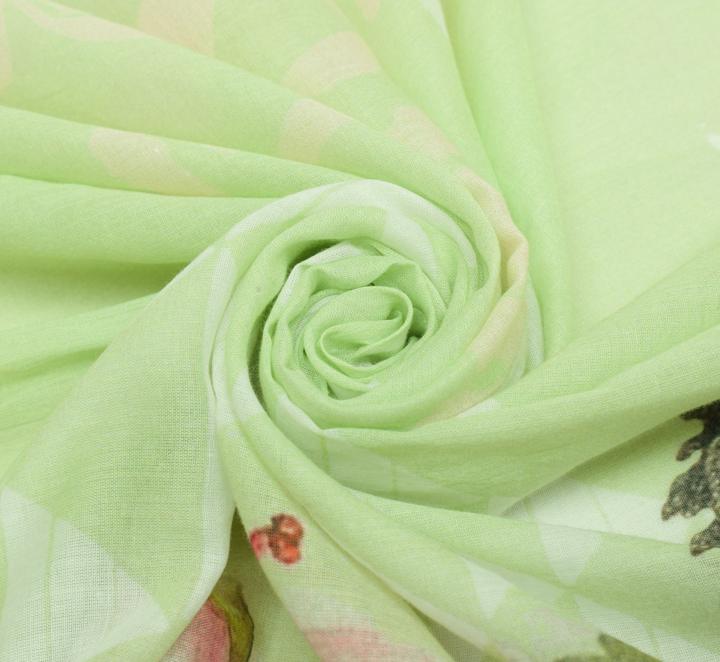 Sushila Vintage Green Dupatta 100% Pure Cotton Printed Floral Long Stole Scarves