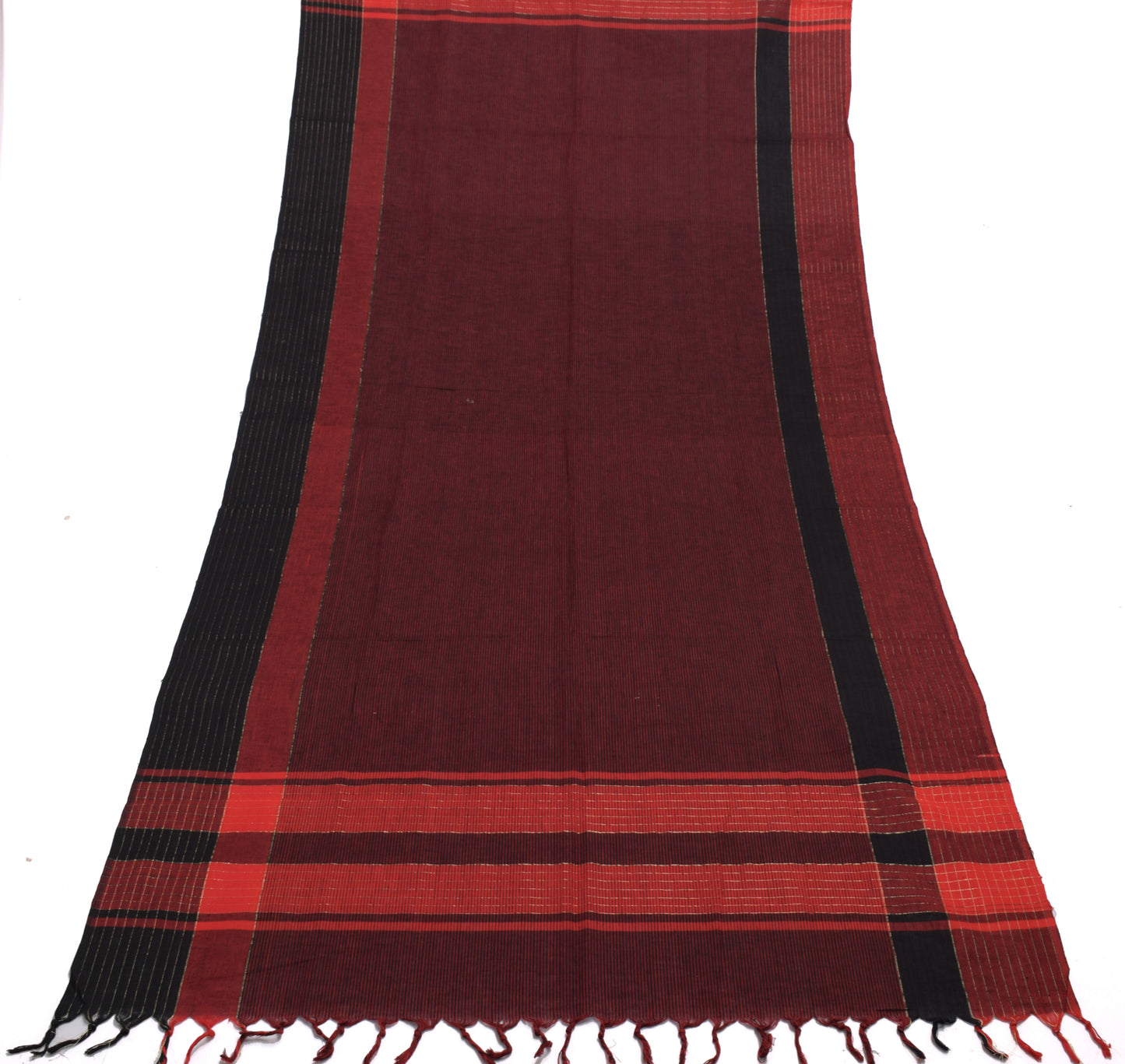 Sushila Vintage Black Dupatta 100% Pure Cotton Woven Stripes Long Stole Hijab