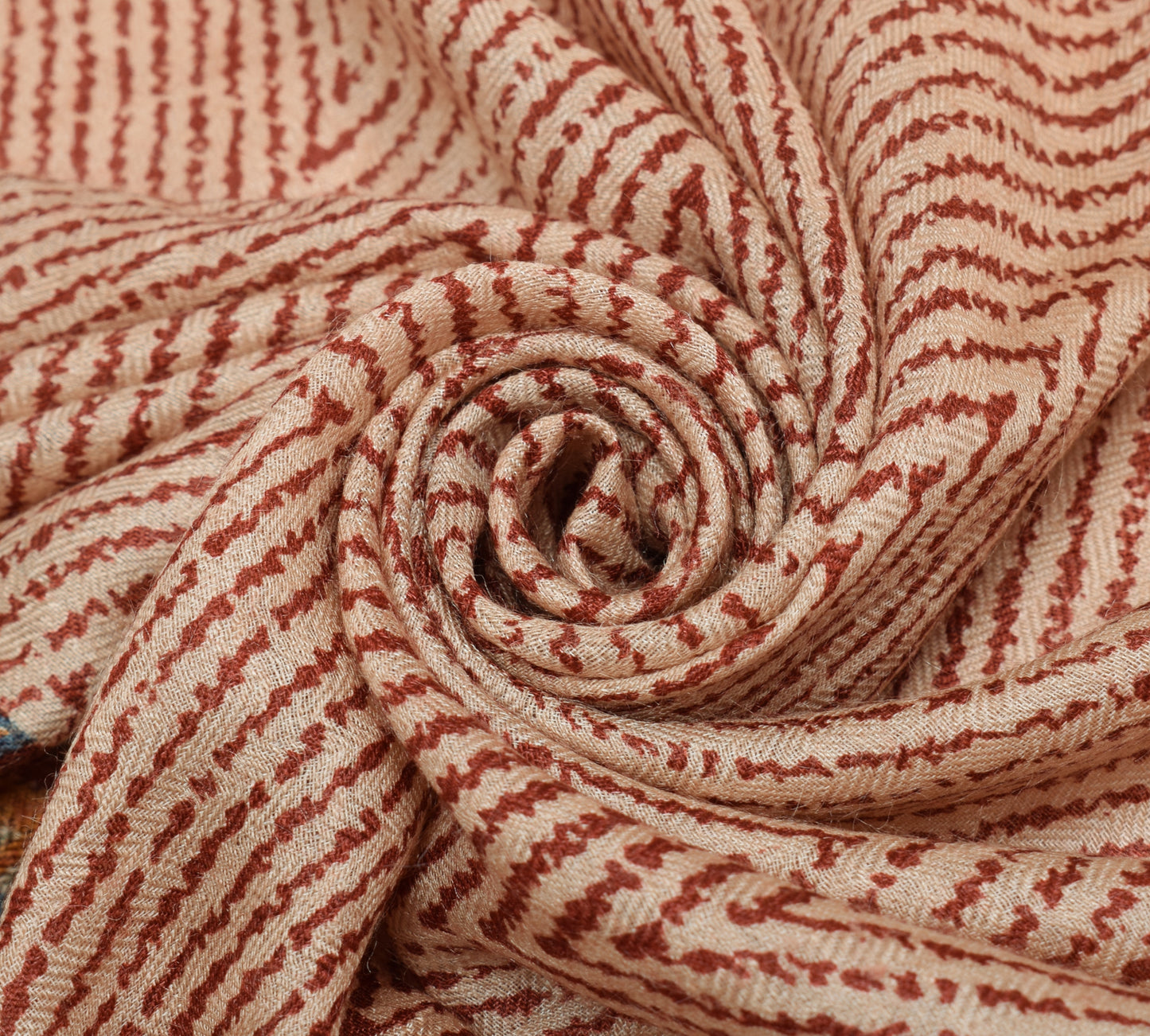 Sushila Vintage Cream Dupatta 100% Pure Woolen Woven Zig-Zag Long Stole Scarves