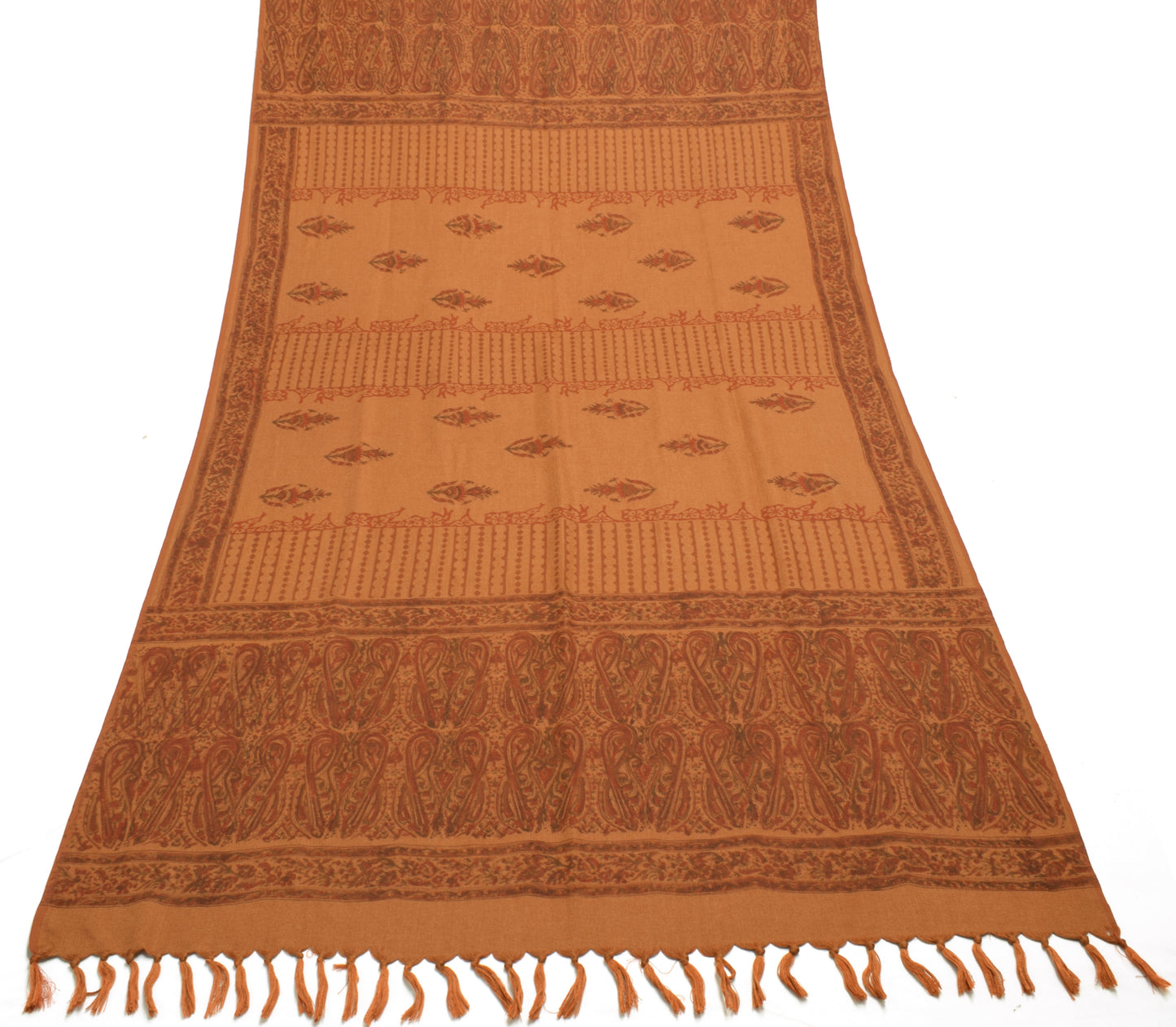 Sushila Vintage Indian Dupatta Blend Woolen Hand Block Printed Floral Long Stole