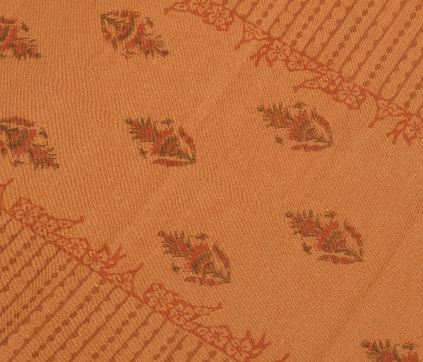 Sushila Vintage Indian Dupatta Blend Woolen Hand Block Printed Floral Long Stole