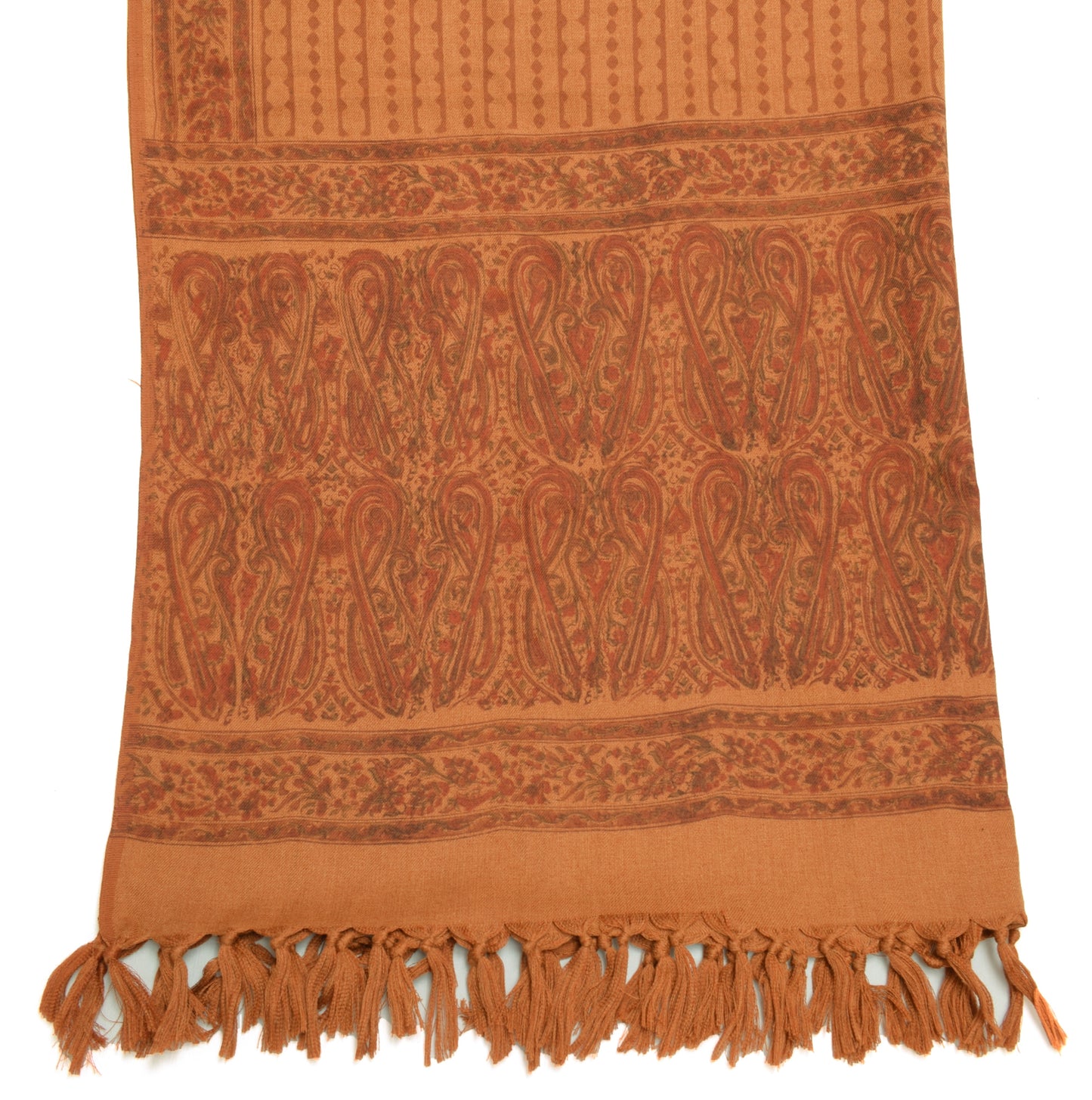 Sushila Vintage Indian Dupatta Blend Woolen Hand Block Printed Floral Long Stole