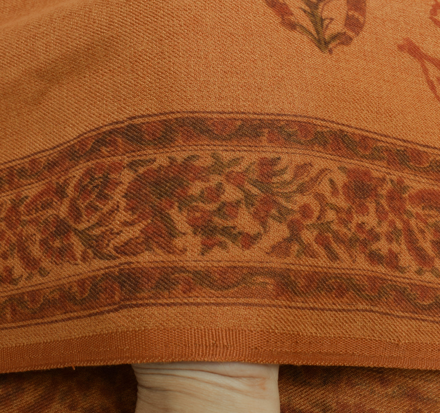 Sushila Vintage Indian Dupatta Blend Woolen Hand Block Printed Floral Long Stole