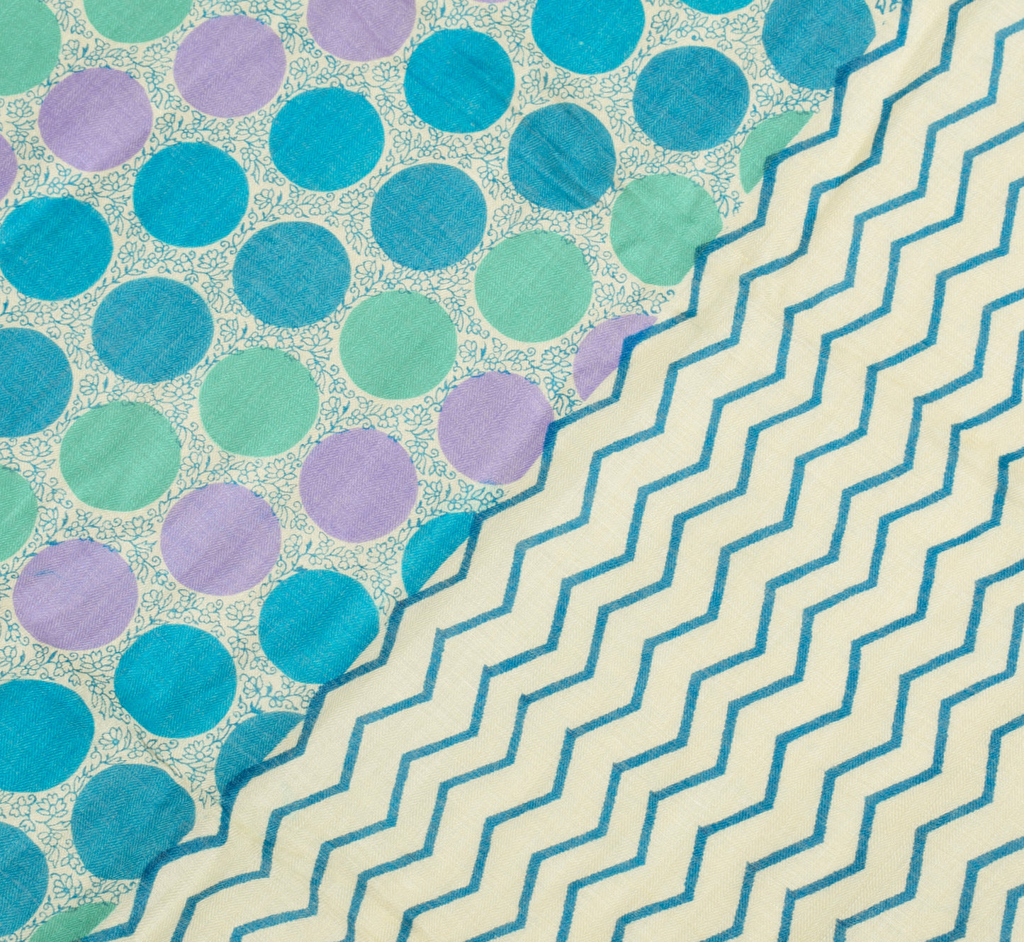 Sushila Vintage Cream Dupatta 100% Pure Woolen Woven Zig-Zag Long Stole Scarves