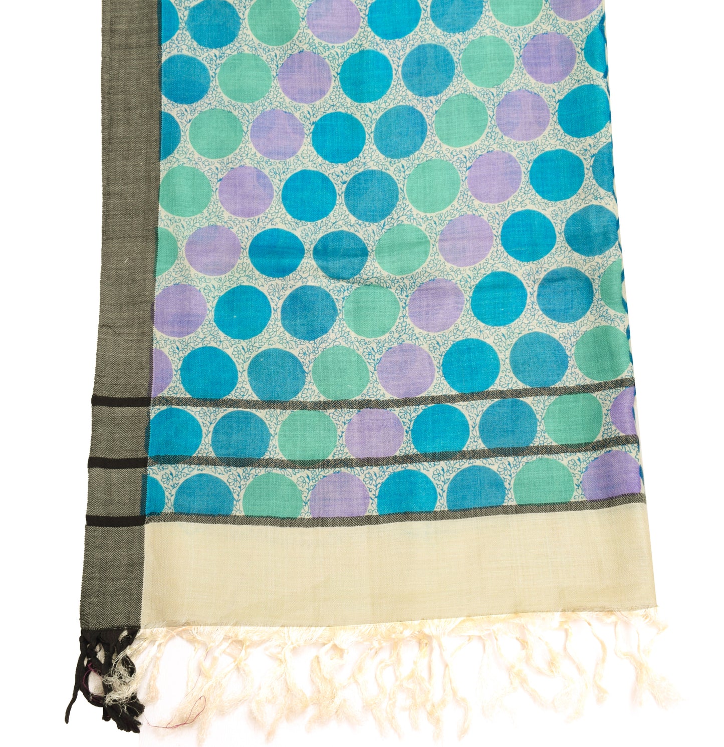 Sushila Vintage Cream Dupatta 100% Pure Woolen Woven Zig-Zag Long Stole Scarves