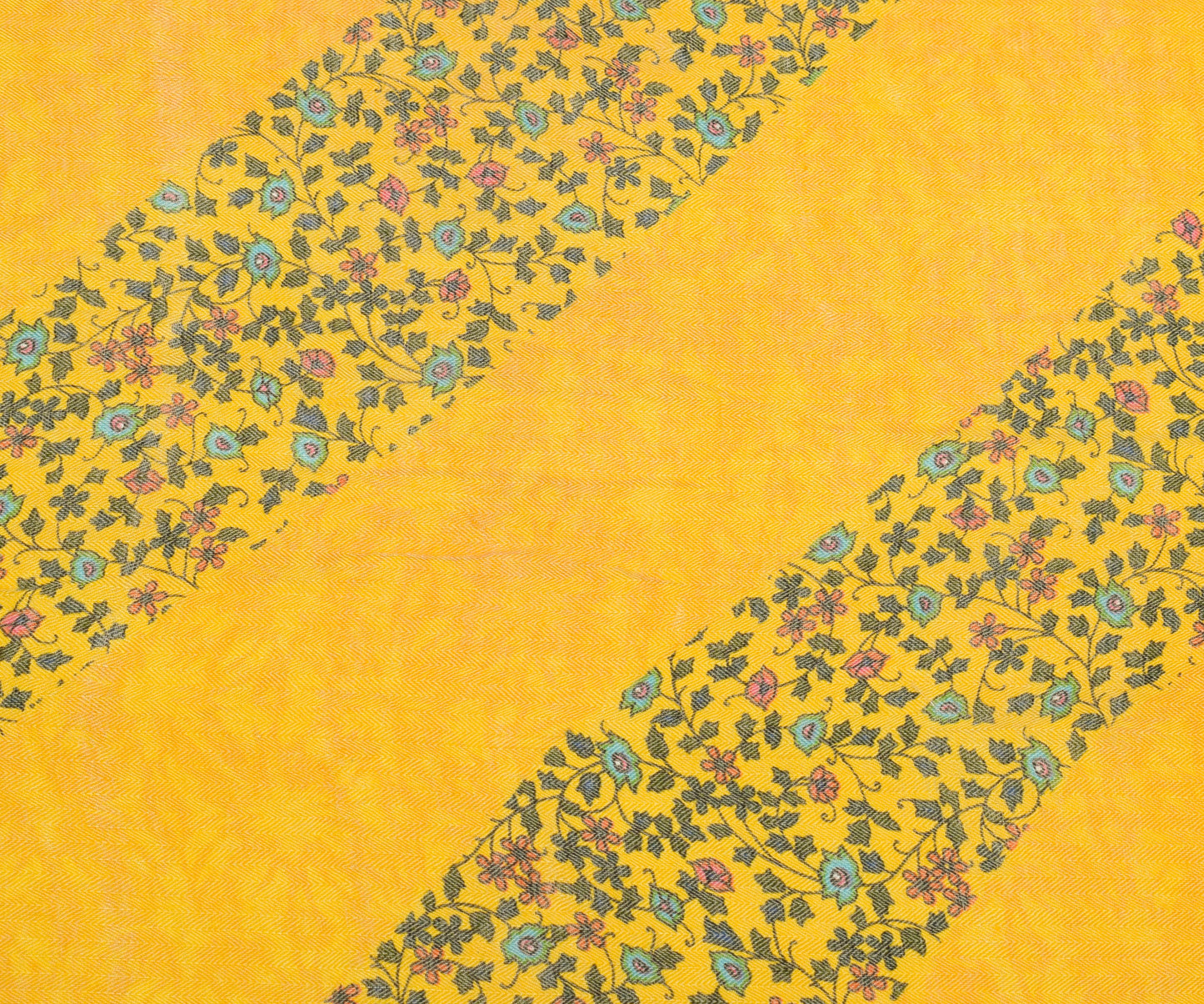 Sushila Vintage Yellow Dupatta Blend Woolen Woven Floral Long Stole Scarves Wrap