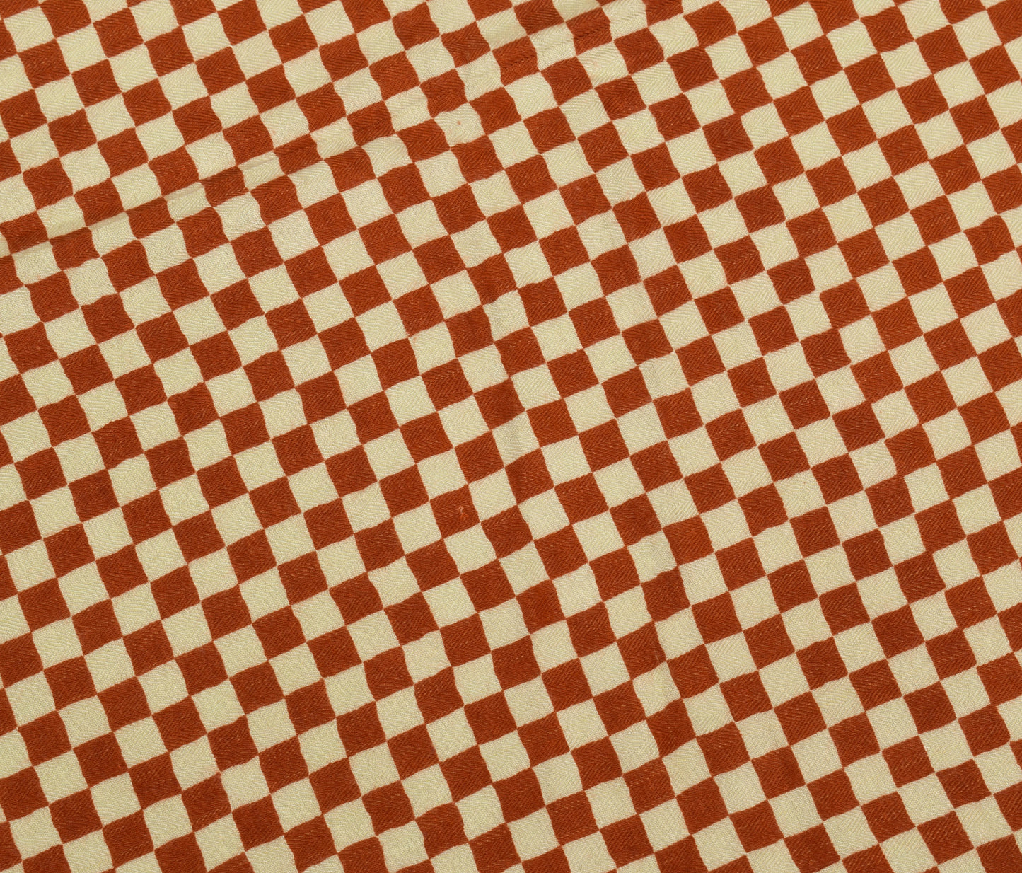 Sushila Vintage Cream & Rust Dupatta Blend Woolen Woven Checks Long Stole Wrap