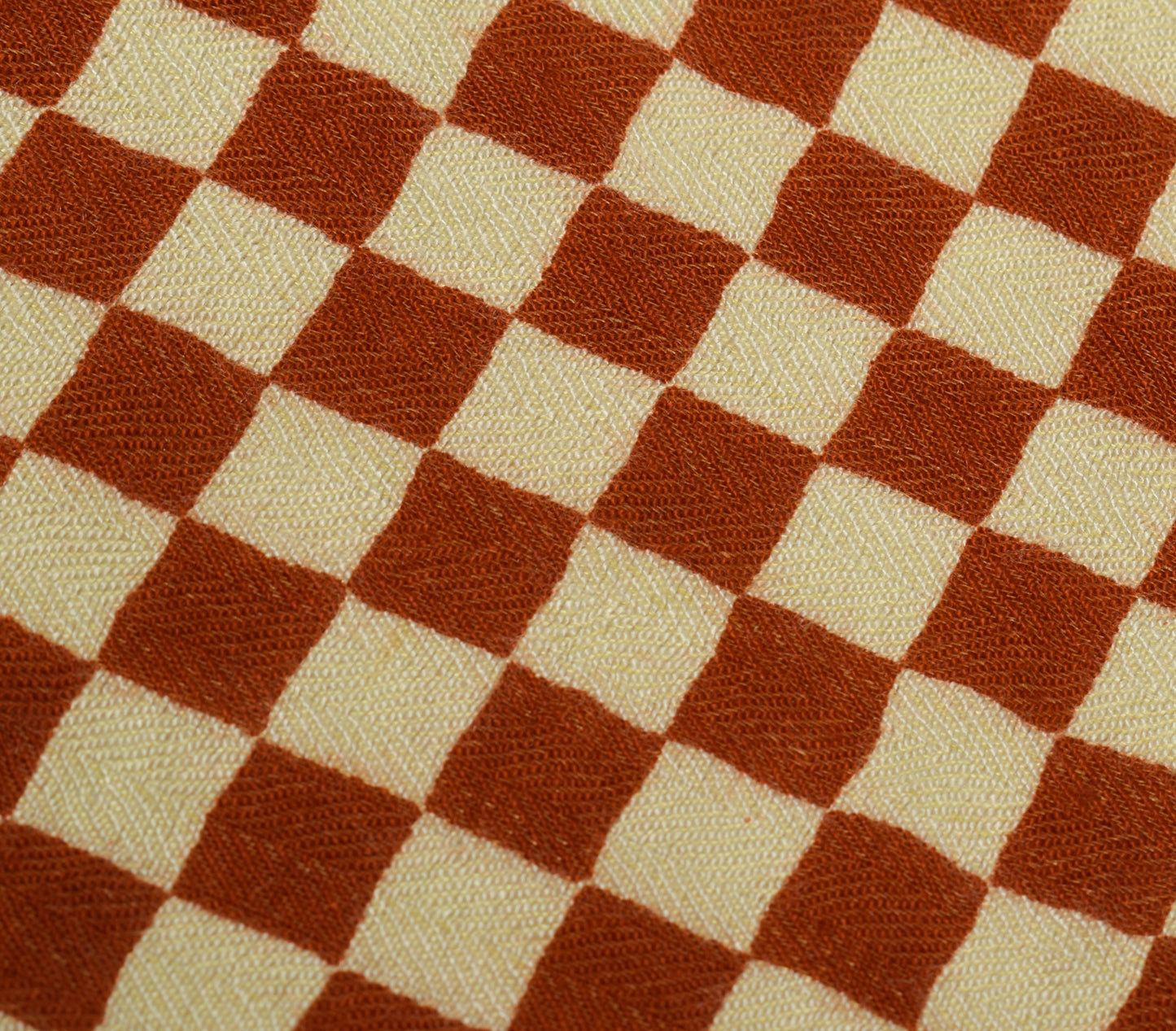Sushila Vintage Cream & Rust Dupatta Blend Woolen Woven Checks Long Stole Wrap