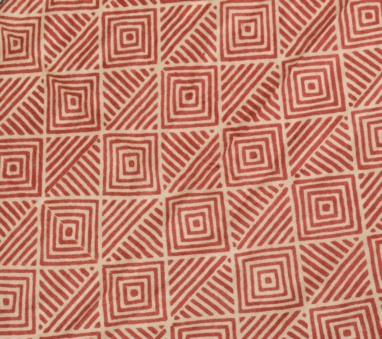 Sushila Vintage Cream Dupatta 100% Pure Woolen Hand Block Printed Long Stole