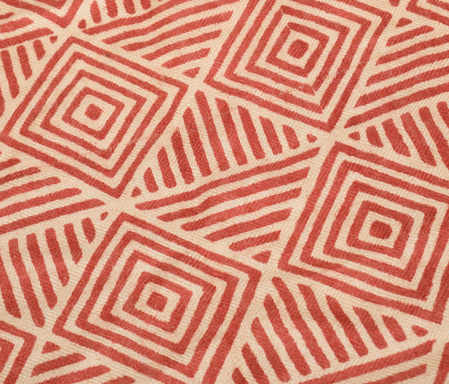 Sushila Vintage Cream Dupatta 100% Pure Woolen Hand Block Printed Long Stole