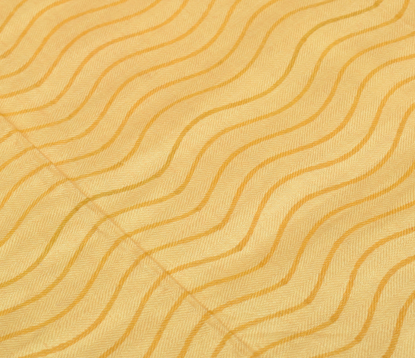 Sushila Vintage Light Yellow Dupatta 100% Pure Woolen Woven Laheriya Long Stole