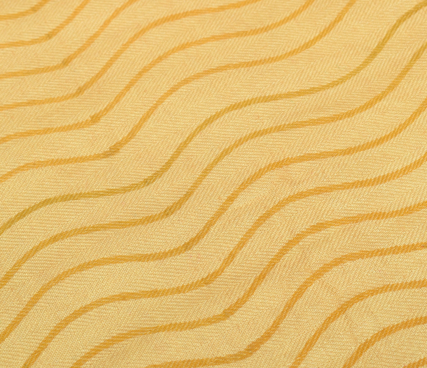 Sushila Vintage Light Yellow Dupatta 100% Pure Woolen Woven Laheriya Long Stole