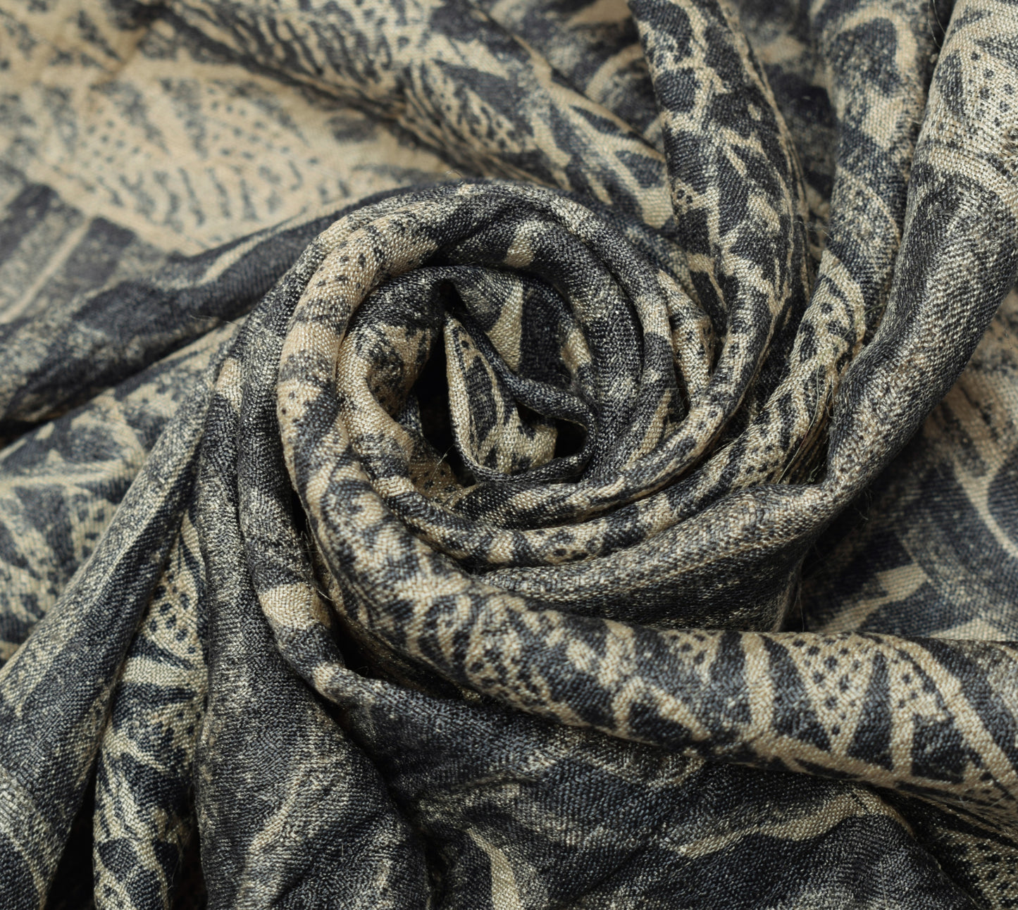 Sushila Vintage Gray Dupatta 100% Pure Silk Woven Abstract Printed Long Stole