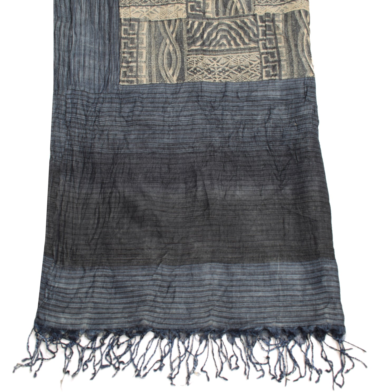 Sushila Vintage Gray Dupatta 100% Pure Silk Woven Abstract Printed Long Stole