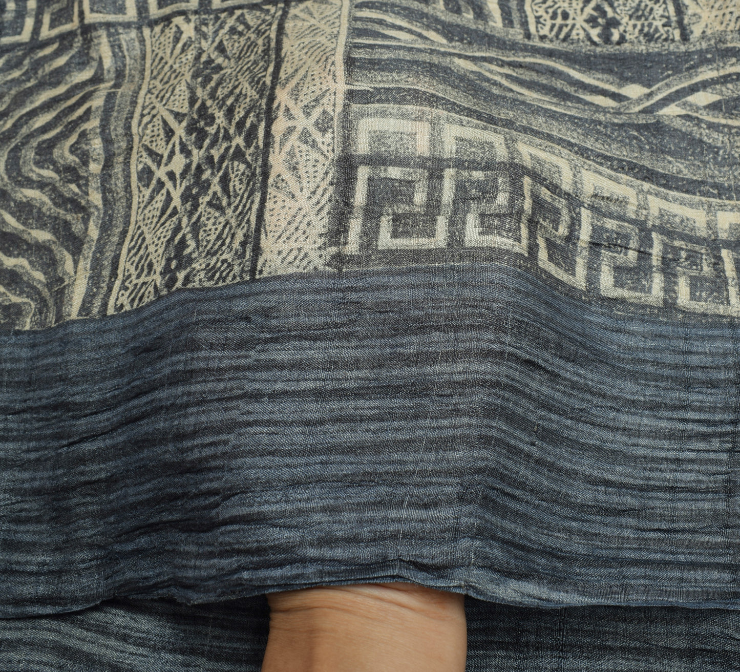 Sushila Vintage Gray Dupatta 100% Pure Silk Woven Abstract Printed Long Stole
