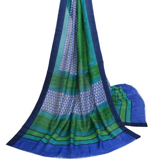 Sushila Vintage Multi-Color Dupatta 100%Pure Woolen Woven Floral Long Stole Veil