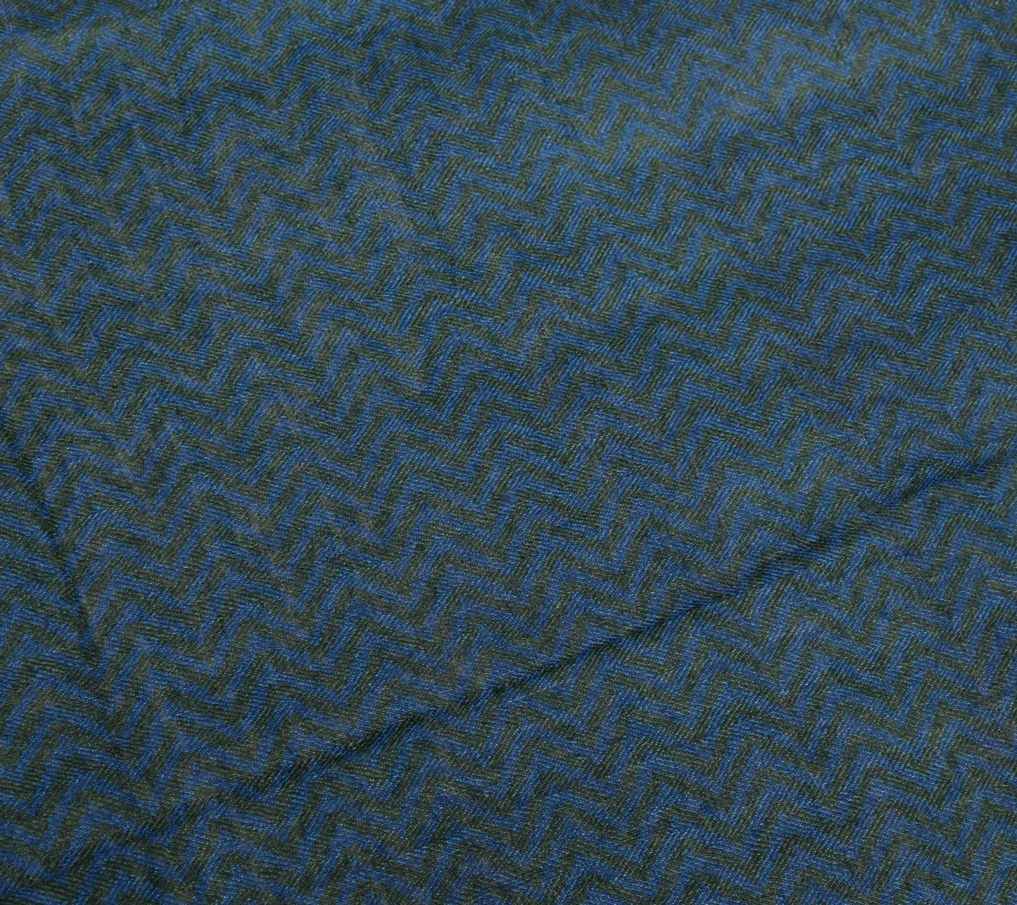 Sushila Vintage Teal Blue Dupatta 100% Pure Woolen Woven Zig-Zag Long Stole Veil