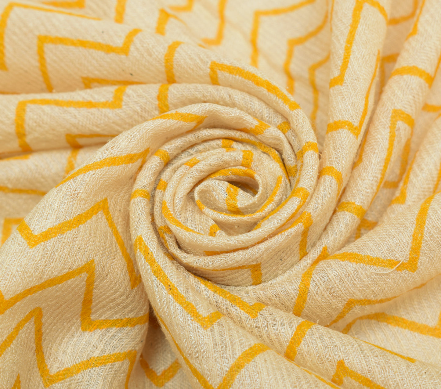 Sushila Vintage Cream Dupatta 100% Pure Silk Woven Zig-Zag Long Stole Hijab Wrap