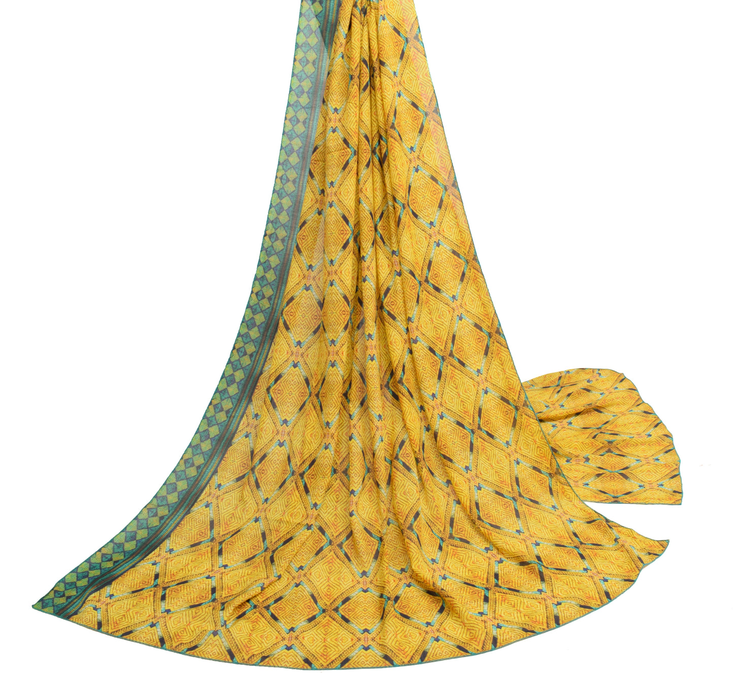 Sushila Vintage Yellow Dupatta Blend Cotton Digital Printed Soft Long Stole Wrap