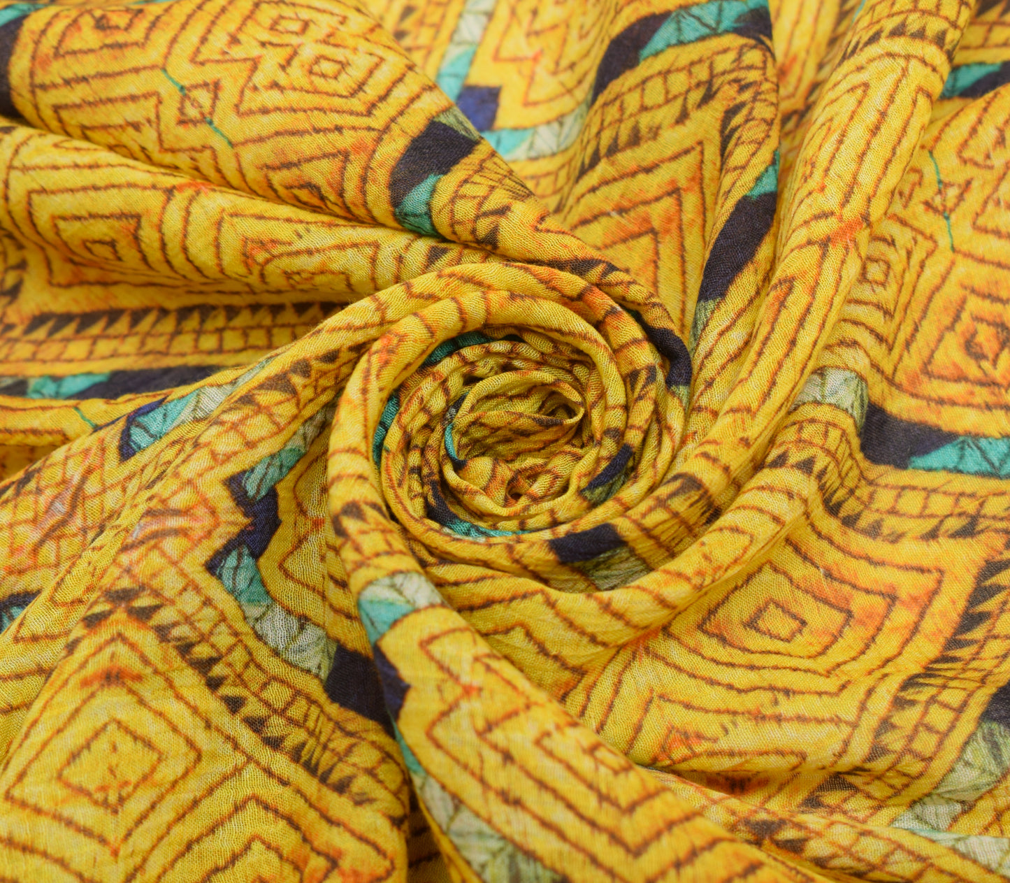 Sushila Vintage Yellow Dupatta Blend Cotton Digital Printed Soft Long Stole Wrap