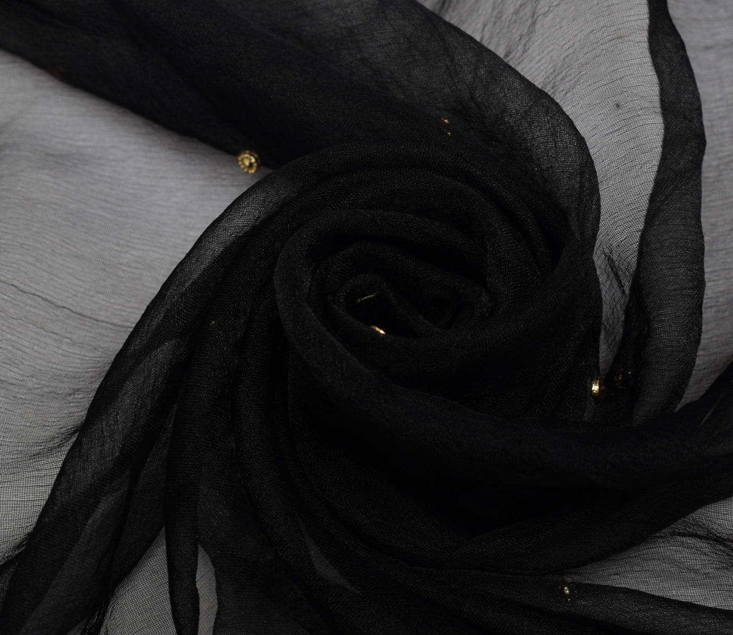 Sushila Vintage Black Indian Dupatta Art Silk Sheer Fabric Woven Long Stole Veil