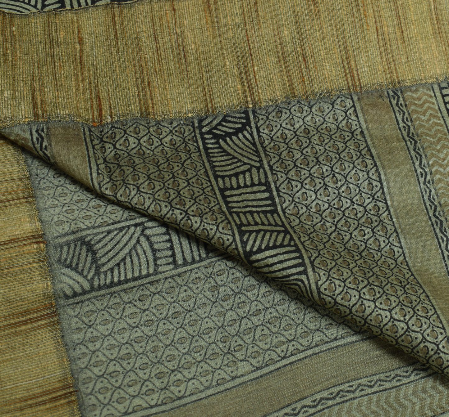 Sushila Vintage Greenish Gray Dupatta 100%Pure Cotton Printed Zig-Zag Long Stole