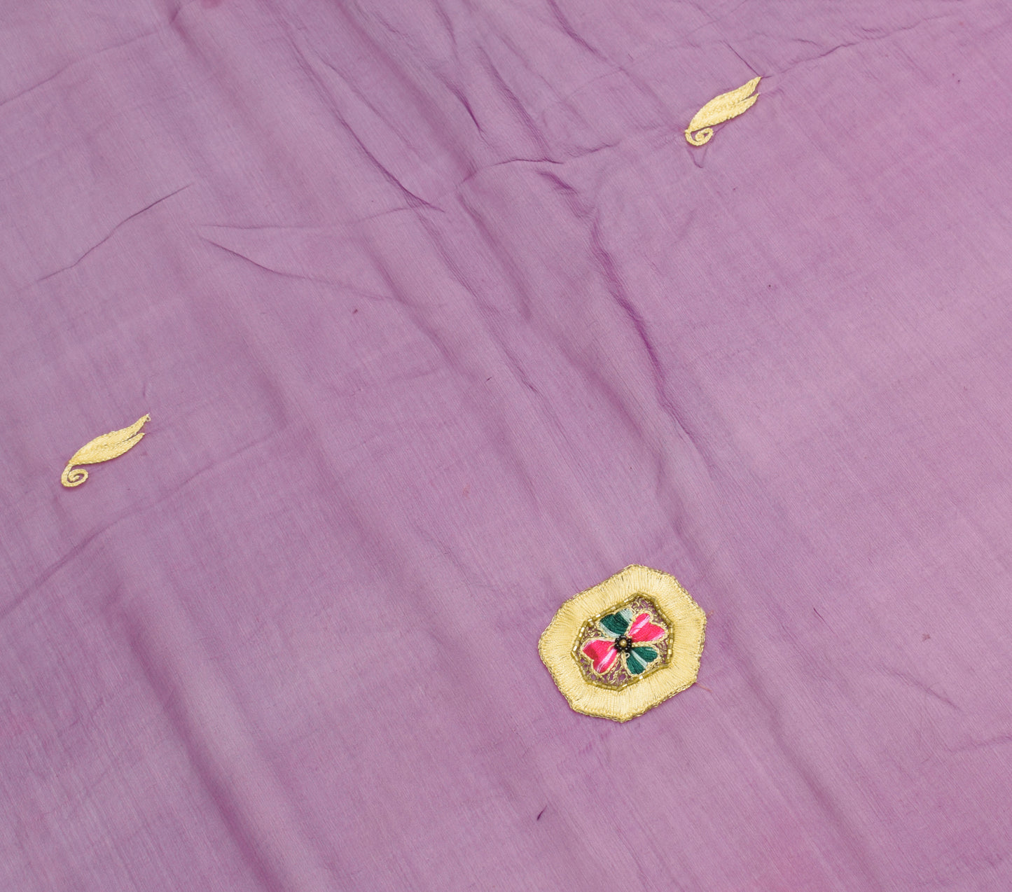 Sushila Vintage Purple Dupatta 100%Pure Chiffon Silk Embroidered Long Stole Veil
