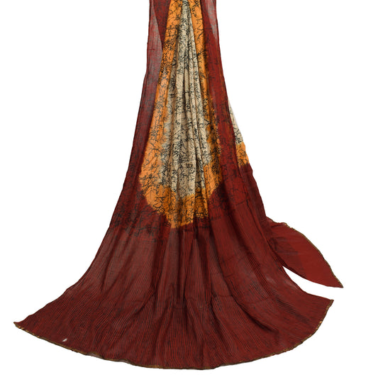 Sushila Vintage Cream Dupatta 100% Pure Cotton Printed Soft Long Stole Scarves
