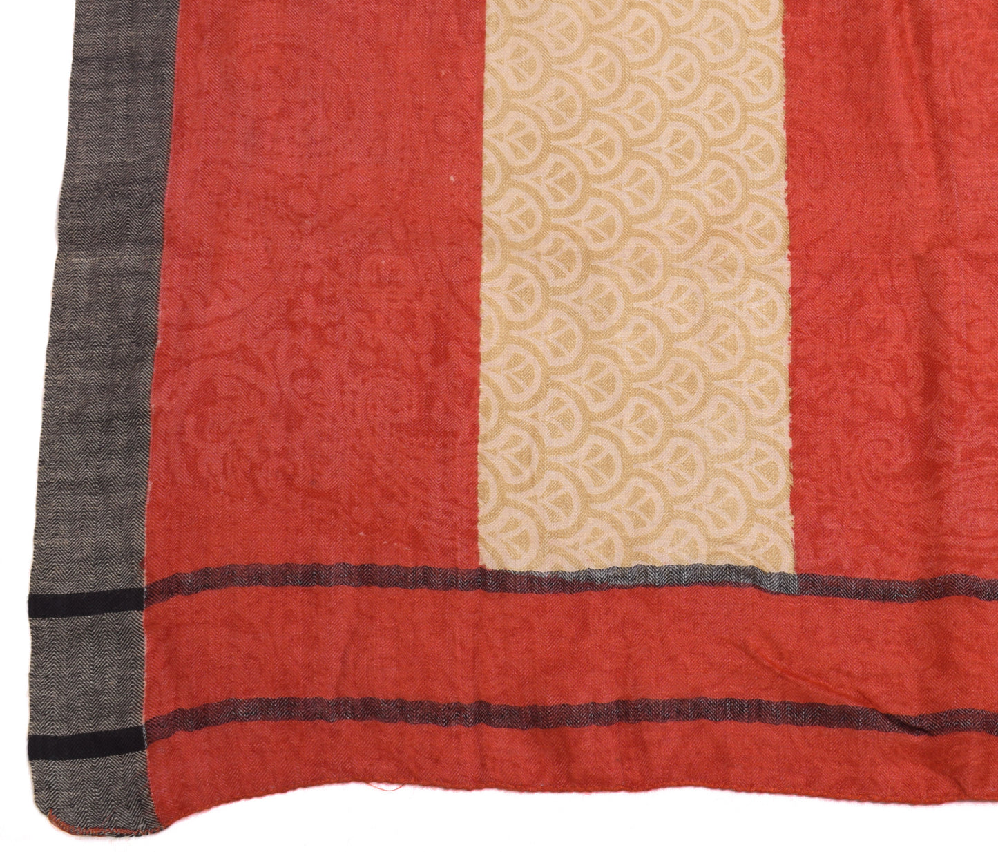 Sushila Vintage Red Indian Dupatta 100% Pure Woolen Woven Floral Long Stole Veil