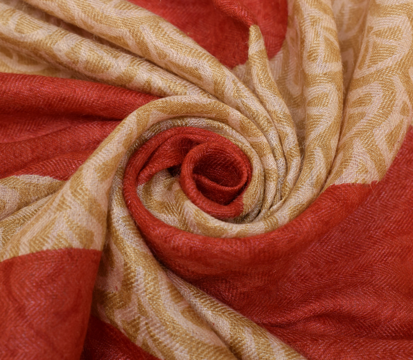 Sushila Vintage Red Indian Dupatta 100% Pure Woolen Woven Floral Long Stole Veil